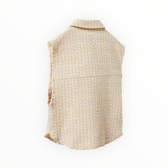 ZARA Kids | Tan | STRUCTURED FRAYED EDGE VEST - Picture 3 of 6